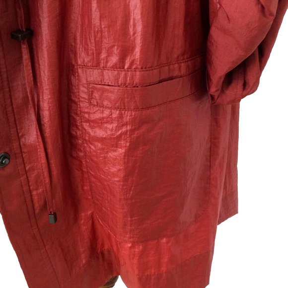 Chico's Red Zippered Utility Jacket Hooded Size 1 (Women's 8-10, Med) NWT - Picture 6 of 8